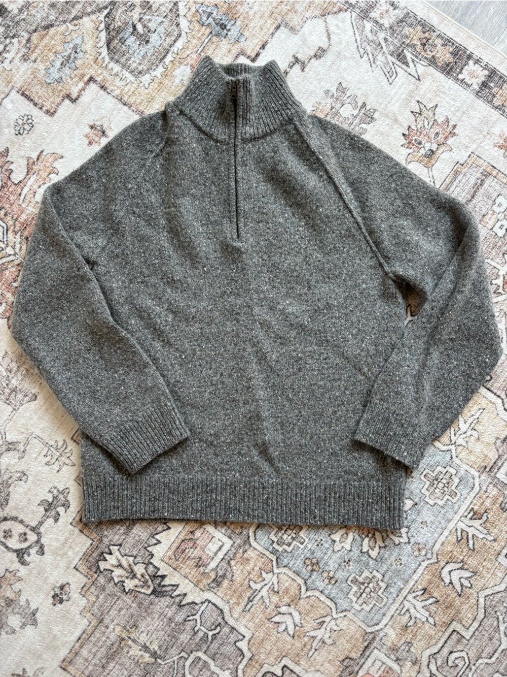 Banana Republic Men's Charcoal Half-Zip Wool/Cashmere Sweater